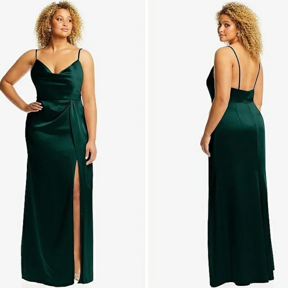NWOT Dessy Collection Faux-Wrap Cowl-Neck Draped Maxi Dress Gown Size 16 3072
